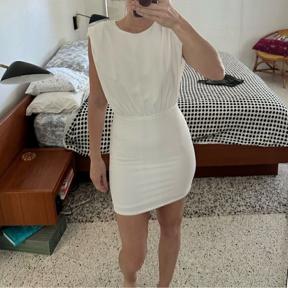 EUC TCEC white high neck mini dress M medium - Picture 1 of 6